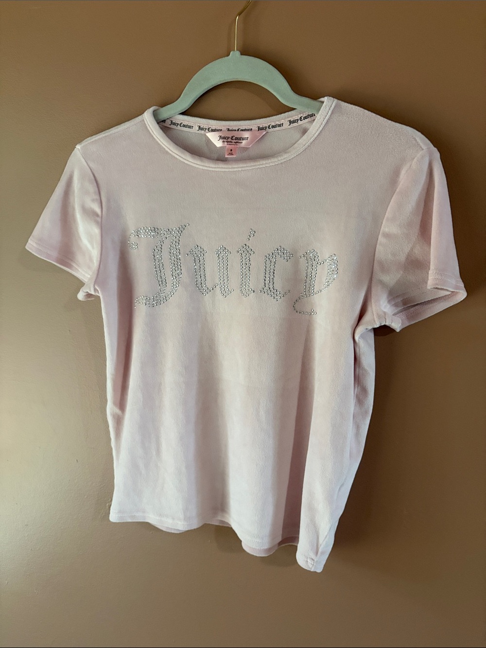 Juicy Couture Light Pink Rhinestone Script Tee